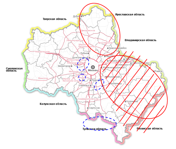 Территории Московской области с максимальным набором факторов, повышающих эффективность работы промпарка