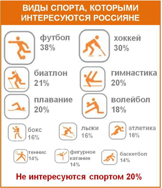 Виды спорта, которыми интересуются Россияне